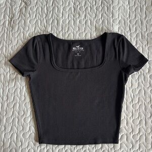 Hollister Black Fitted Ribbed Crop Top